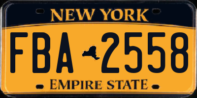 NY license plate FBA2558