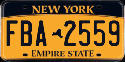 NY license plate FBA2559