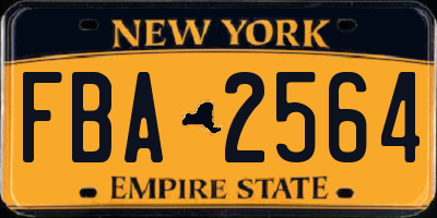 NY license plate FBA2564