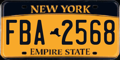 NY license plate FBA2568