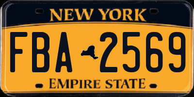 NY license plate FBA2569