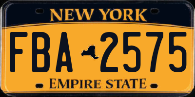 NY license plate FBA2575