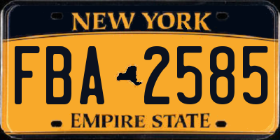 NY license plate FBA2585