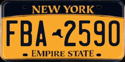 NY license plate FBA2590