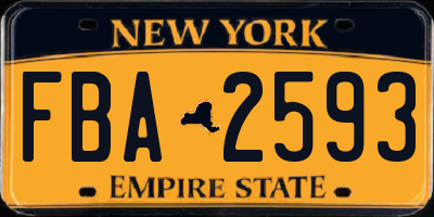 NY license plate FBA2593
