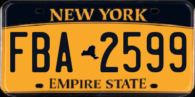 NY license plate FBA2599