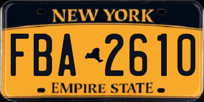 NY license plate FBA2610