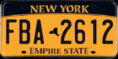 NY license plate FBA2612