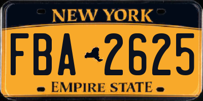 NY license plate FBA2625