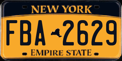 NY license plate FBA2629