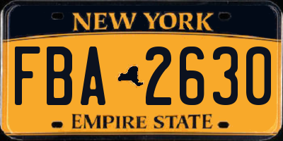 NY license plate FBA2630