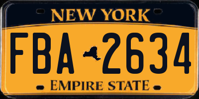 NY license plate FBA2634