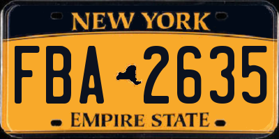 NY license plate FBA2635