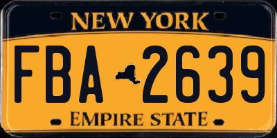 NY license plate FBA2639