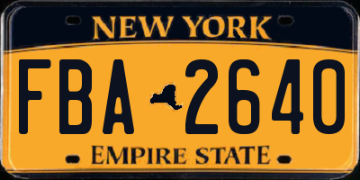 NY license plate FBA2640