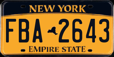 NY license plate FBA2643