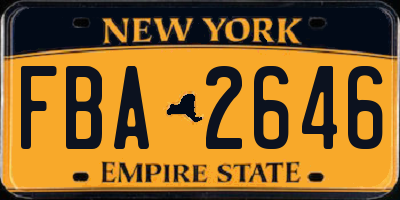 NY license plate FBA2646