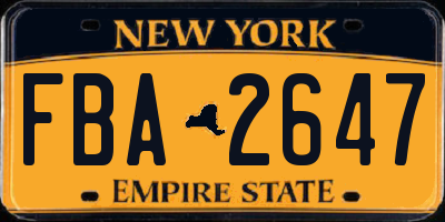 NY license plate FBA2647