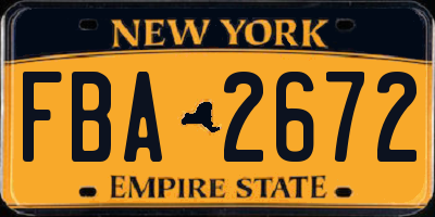 NY license plate FBA2672