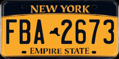NY license plate FBA2673
