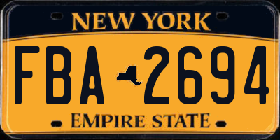 NY license plate FBA2694