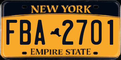 NY license plate FBA2701