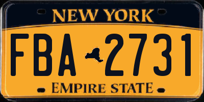 NY license plate FBA2731