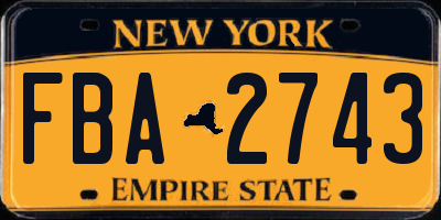 NY license plate FBA2743
