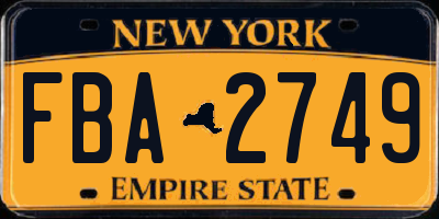 NY license plate FBA2749