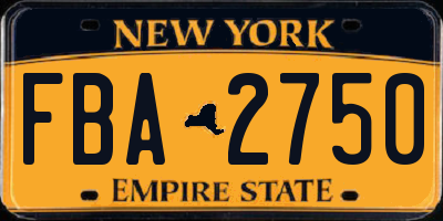 NY license plate FBA2750