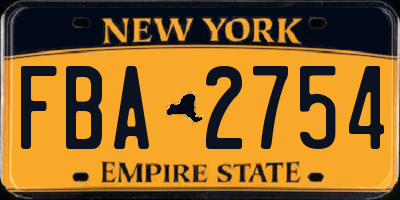 NY license plate FBA2754