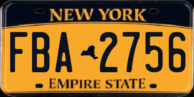 NY license plate FBA2756