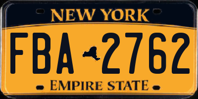 NY license plate FBA2762