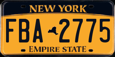 NY license plate FBA2775