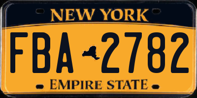 NY license plate FBA2782
