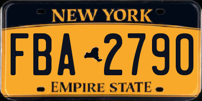NY license plate FBA2790