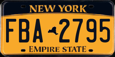 NY license plate FBA2795