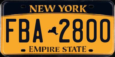 NY license plate FBA2800