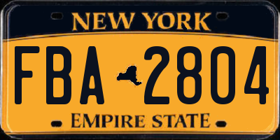 NY license plate FBA2804