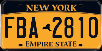 NY license plate FBA2810