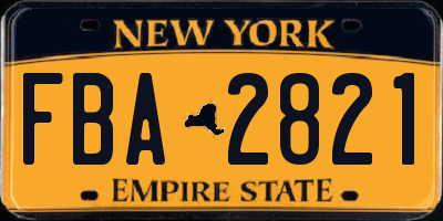 NY license plate FBA2821