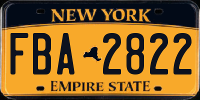 NY license plate FBA2822
