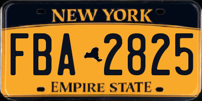 NY license plate FBA2825