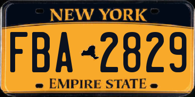 NY license plate FBA2829