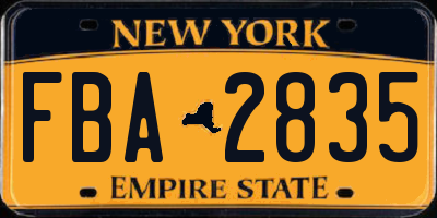 NY license plate FBA2835