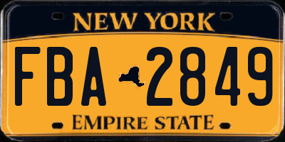 NY license plate FBA2849