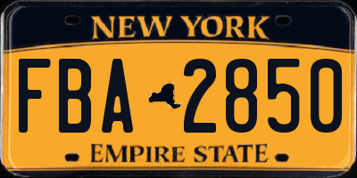 NY license plate FBA2850