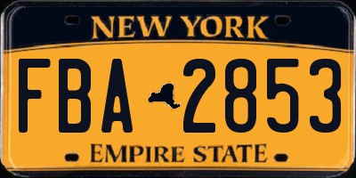NY license plate FBA2853
