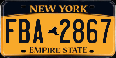 NY license plate FBA2867