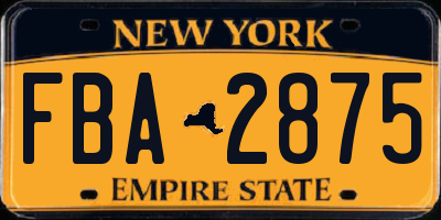 NY license plate FBA2875